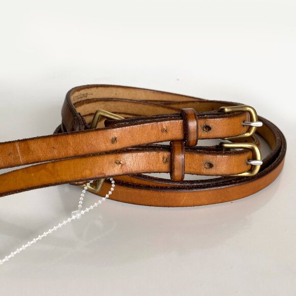 Lucia Nenickova Vintage Double Buckle Leather Belt Tan Brown Adjustable Belt - Picture 10 of 10